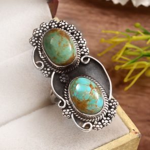 Kingman Turquoise Size US 7 925 Sterling Silver Ring (REXT55-31)