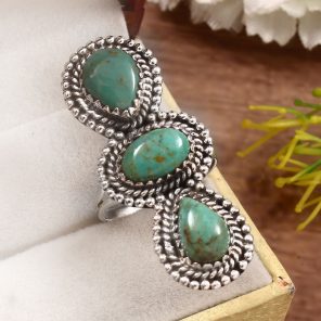 Kingman Turquoise Size US 11 925 Sterling Silver Ring (REXT55-47)