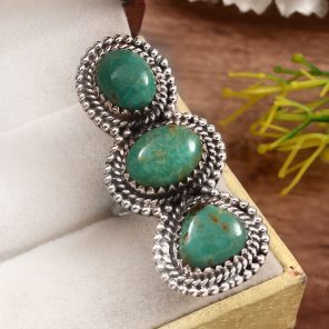 Kingman Turquoise Size US 7 925 Sterling Silver Ring (REXT55-33)