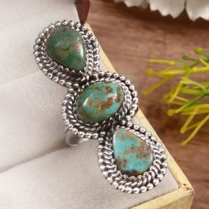 Kingman Turquoise Size US 8 925 Sterling Silver Ring (REXT55-39)