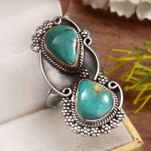 Kingman Turquoise Size US 10 925 Sterling Silver Ring (REXT55-46)
