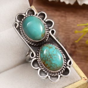 Kingman Turquoise Size US 8 925 Sterling Silver Ring (REXT55-57)