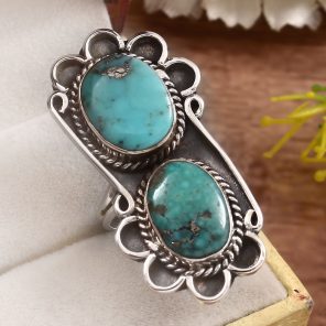 Kingman Turquoise Size US 8 925 Sterling Silver Ring (REXT55-59)