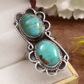 Kingman Turquoise Size US 10 925 Sterling Silver Ring (REXT55-66)
