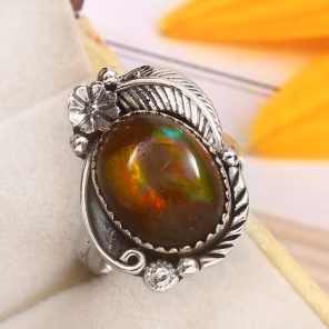 Galaxy Opal Size US 9 925 Sterling Silver Ring (REXT76-117)