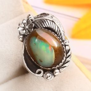 Galaxy Opal Size US 6 925 Sterling Silver Ring (REXT76-132)