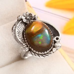 Galaxy Opal Size US 10 925 Sterling Silver Ring (REXT76-113)