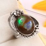 Galaxy Opal Size US 8 925 Sterling Silver Ring (REXT76-123)