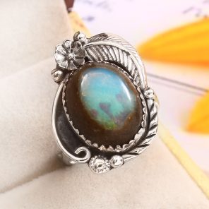Galaxy Opal Size US 8 925 Sterling Silver Ring (REXT76-124)