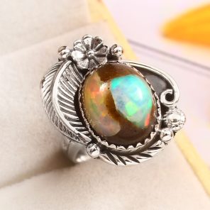 Galaxy Opal Size US 6 925 Sterling Silver Ring (REXT76-133)