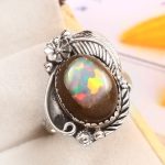 Galaxy Opal Size US 9 925 Sterling Silver Ring (REXT76-121)
