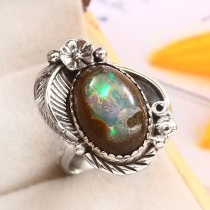 Galaxy Opal Size US 9 925 Sterling Silver Ring (REXT76-120)