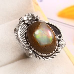 Galaxy Opal Size US 6 925 Sterling Silver Ring (REXT76-135)