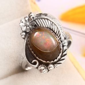 Galaxy Opal Size US 10 925 Sterling Silver Ring (REXT76-115)