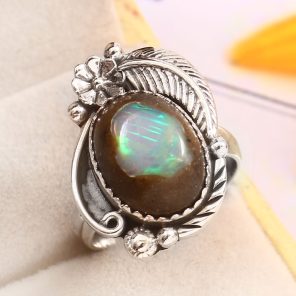 Galaxy Opal Size US 8 925 Sterling Silver Ring (REXT76-126)