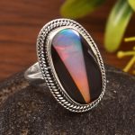 Aurora Opal & Composite Ring Size US 8 925 Sterling Silver Ring (REXT54-20)