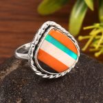 Aurora Opal & Composite Ring Size US 10 925 Sterling Silver Ring (REXT54-2)