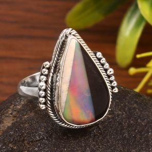 Aurora Opal & Composite Ring Size US 9 925 Sterling Silver Ring (REXT54-28)