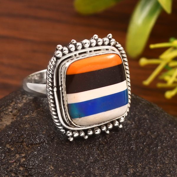 Aurora Opal & Composite Ring Size US 10 925 Sterling Silver Ring (REXT54-3)