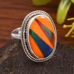 Aurora Opal & Composite Ring Size US 7 925 Sterling Silver Ring (REXT54-14)