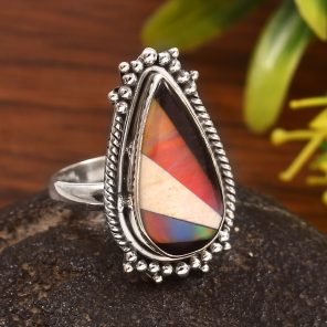 Aurora Opal & Composite Ring Size US 8 925 Sterling Silver Ring (REXT54-22)
