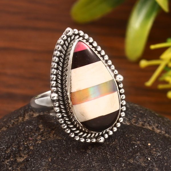 Aurora Opal & Composite Ring Size US 6 925 Sterling Silver Ring (REXT54-9)