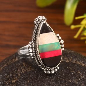 Aurora Opal & Composite Ring Size US 6 925 Sterling Silver Ring (REXT54-10)