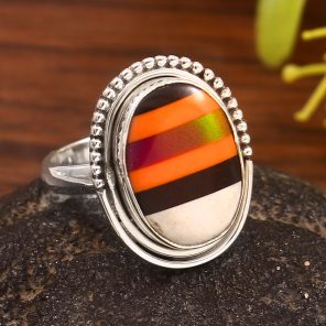 Aurora Opal & Composite Ring Size US 9 925 Sterling Silver Ring (REXT54-32)