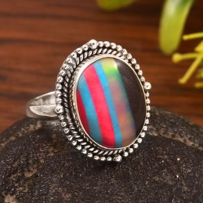 Aurora Opal & Composite Ring Size US 10 925 Sterling Silver Ring (REXT54-6)