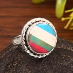 Aurora Opal & Composite Ring Size US 8 925 Sterling Silver Ring (REXT54-26)