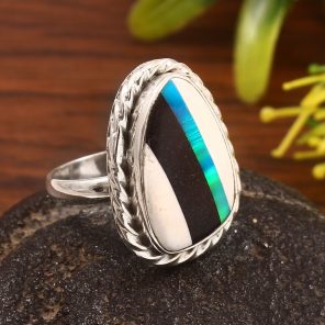 Aurora Opal & Composite Ring Size US 8 925 Sterling Silver Ring (REXT54-25)