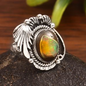Cantera Opal Size US 6 925 Sterling Silver Ring (REXT76-92)