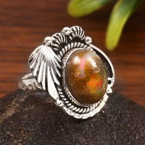 Cantera Opal Size US 9 925 Sterling Silver Ring (REXT76-104)
