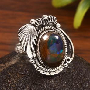 Cantera Opal Size US 10 925 Sterling Silver Ring (REXT76-111)