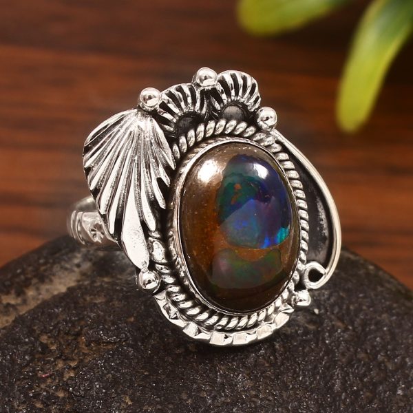 Cantera Opal Size US 10 925 Sterling Silver Ring (REXT76-111)
