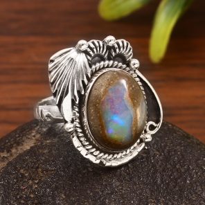 Cantera Opal Size US 10 925 Sterling Silver Ring (REXT76-110)