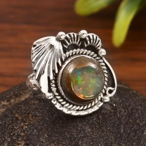 Cantera Opal Size US 7 925 Sterling Silver Ring (REXT76-97)