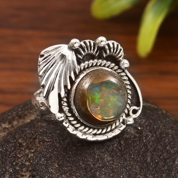 Cantera Opal Size US 7 925 Sterling Silver Ring (REXT76-97)