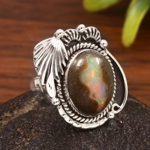 Cantera Opal Size US 7 925 Sterling Silver Ring (REXT76-98)