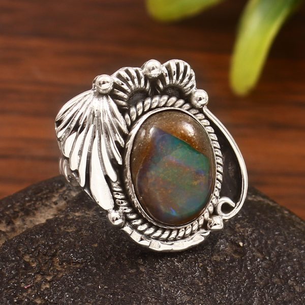 Cantera Opal Size US 6 925 Sterling Silver Ring (REXT76-95)