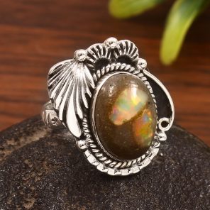 Cantera Opal Size US 10 925 Sterling Silver Ring (REXT76-109)