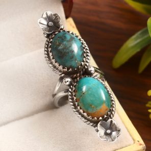 Kingman Turquoise Size US 6 925 Sterling Silver Ring (REXT55-74)