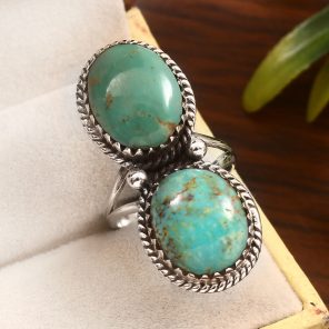 Kingman Turquoise Size US 7 925 Sterling Silver Ring (REXT55-76)