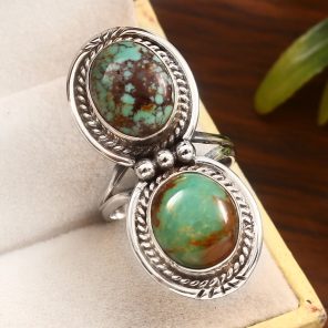 Kingman Turquoise Size US 8 925 Sterling Silver Ring (REXT55-82)