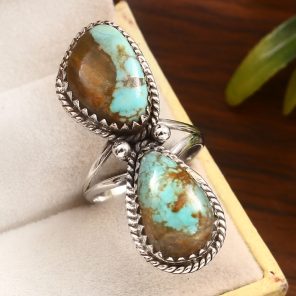Kingman Turquoise Size US 8 925 Sterling Silver Ring (REXT55-83)