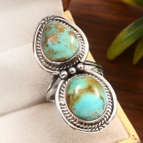 Kingman Turquoise Size US 9 925 Sterling Silver Ring (REXT55-86)