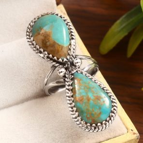 Kingman Turquoise Size US 7 925 Sterling Silver Ring (REXT55-78)