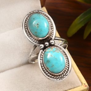 Kingman Turquoise Size US 11 925 Sterling Silver Ring (REXT55-97)