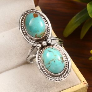 Kingman Turquoise Size US 9 925 Sterling Silver Ring (REXT55-84)
