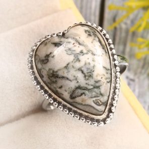 Tree Agate Size US 11 925 Sterling Silver Ring (REXT76-201)